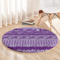 Hawaiian Hibiscus Honu Round Carpet Purple Mele Kalikimaka Palaka Spirit - Polynesian Pride