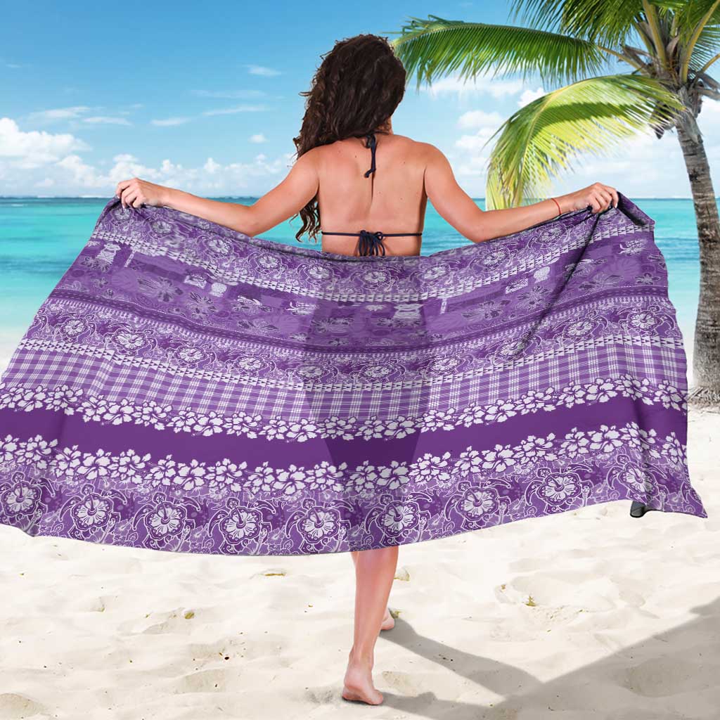 Hawaiian Hibiscus Honu Sarong Purple Mele Kalikimaka Palaka Spirit - Polynesian Pride