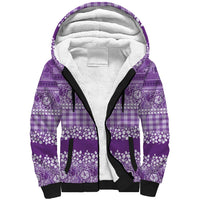 Hawaiian Hibiscus Honu Sherpa Hoodie Purple Mele Kalikimaka Palaka Spirit - Polynesian Pride