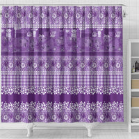 Hawaiian Hibiscus Honu Shower Curtain Purple Mele Kalikimaka Palaka Spirit - Polynesian Pride