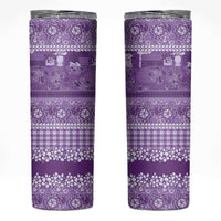 Hawaiian Hibiscus Honu Skinny Tumbler Purple Mele Kalikimaka Palaka Spirit - Polynesian Pride