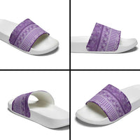 Hawaiian Hibiscus Honu Slide Sandals Purple Mele Kalikimaka Palaka Spirit - Polynesian Pride