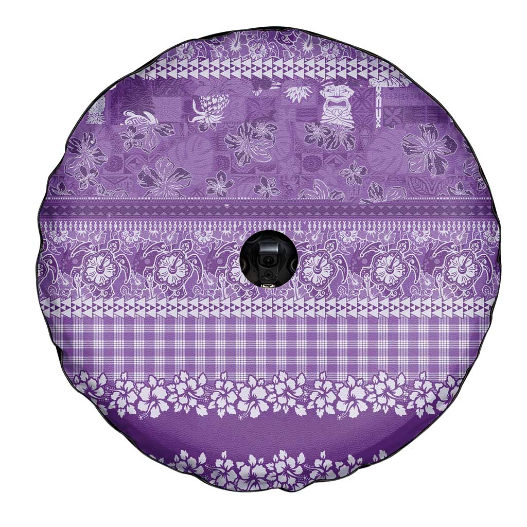 Hawaiian Hibiscus Honu Spare Tire Cover Purple Mele Kalikimaka Palaka Spirit - Polynesian Pride