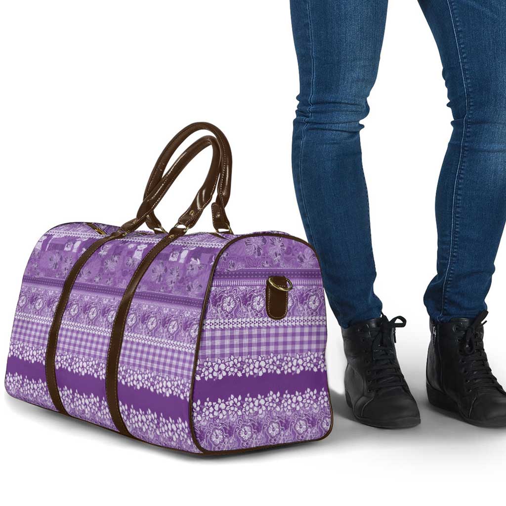 Hawaiian Hibiscus Honu Travel Bag Purple Mele Kalikimaka Palaka Spirit - Polynesian Pride