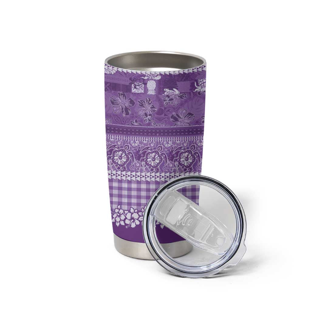 Hawaiian Hibiscus Honu Tumbler Cup Purple Mele Kalikimaka Palaka Spirit LT9 - Polynesian Pride
