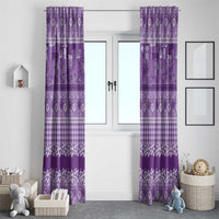 Hawaiian Hibiscus Honu Window Curtain Purple Mele Kalikimaka Palaka Spirit - Polynesian Pride
