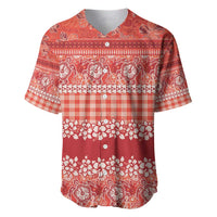 Hawaiian Hibiscus Honu Baseball Jersey Red Mele Kalikimaka Palaka Spirit - Polynesian Pride