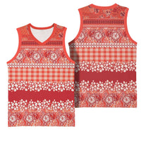 Hawaiian Hibiscus Honu Basketball Jersey Red Mele Kalikimaka Palaka Spirit - Polynesian Pride