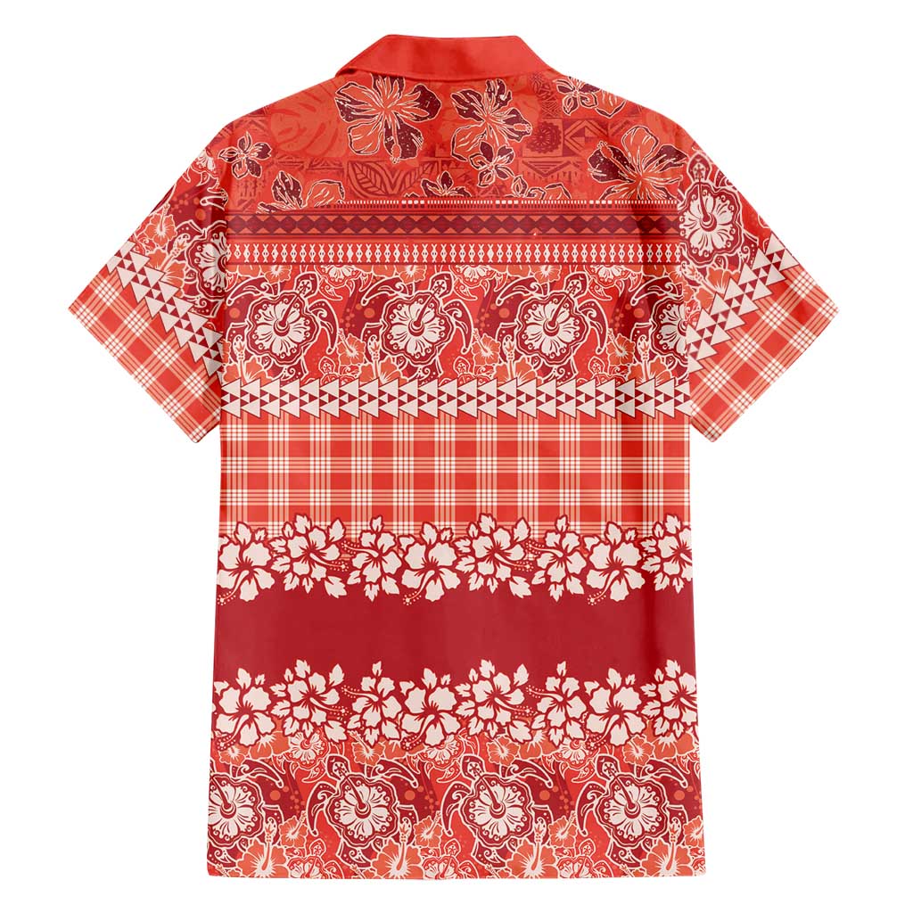 Hawaiian Hibiscus Honu Family Matching Long Sleeve Bodycon Dress and Hawaiian Shirt Red Mele Kalikimaka Palaka Spirit LT9 - Polynesian Pride