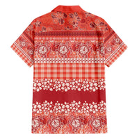 Hawaiian Hibiscus Honu Family Matching Off The Shoulder Long Sleeve Dress and Hawaiian Shirt Red Mele Kalikimaka Palaka Spirit - Polynesian Pride