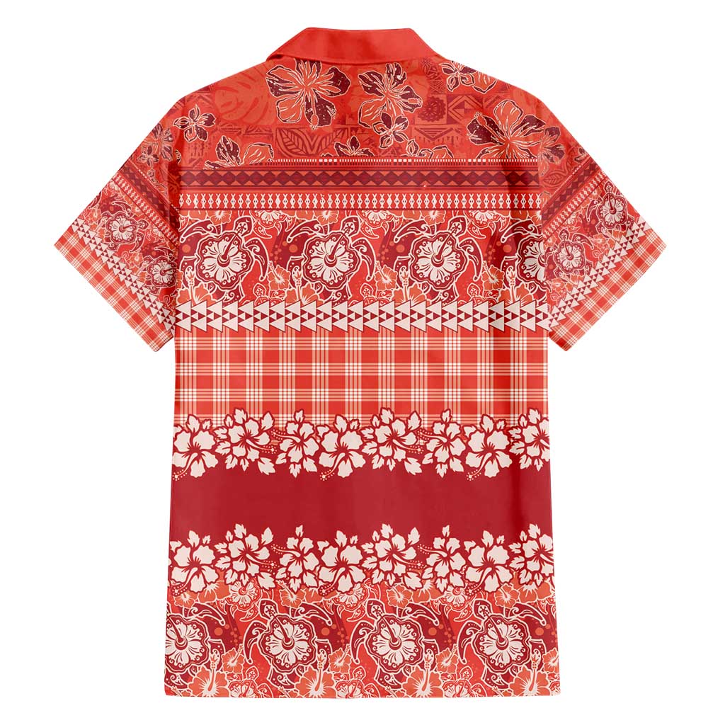 Hawaiian Hibiscus Honu Hawaiian Shirt Red Mele Kalikimaka Palaka Spirit - Polynesian Pride