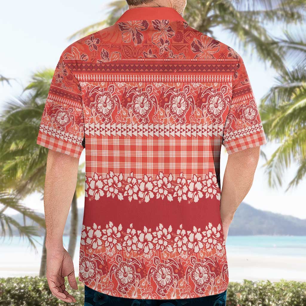 Hawaiian Hibiscus Honu Hawaiian Shirt Red Mele Kalikimaka Palaka Spirit - Polynesian Pride