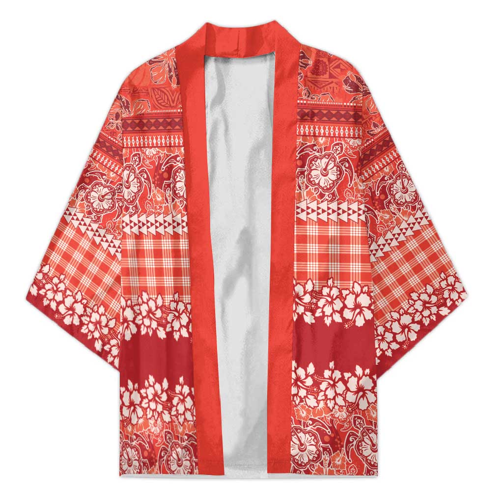 Hawaiian Hibiscus Honu Kimono Red Mele Kalikimaka Palaka Spirit - Polynesian Pride