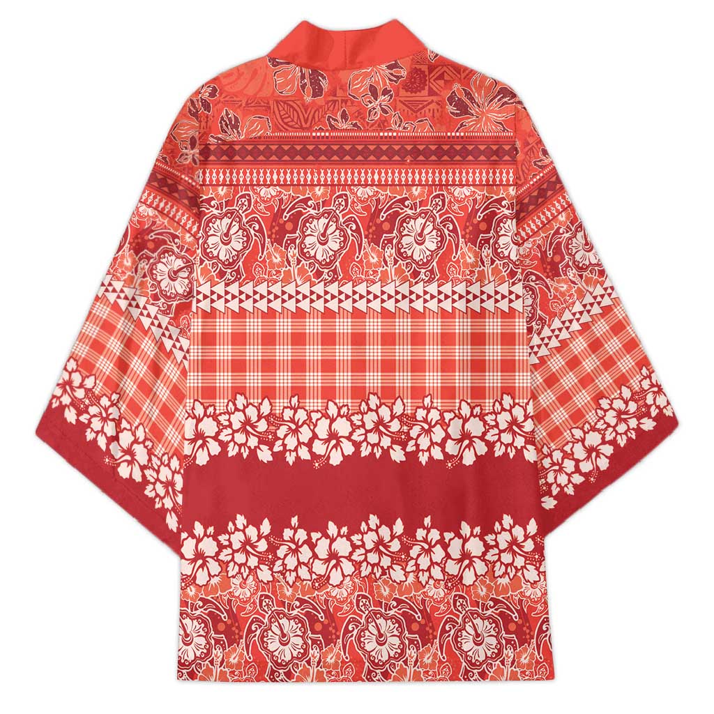 Hawaiian Hibiscus Honu Kimono Red Mele Kalikimaka Palaka Spirit - Polynesian Pride