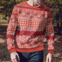 Hawaiian Hibiscus Honu Ugly Christmas Sweater Red Mele Kalikimaka Palaka Spirit - Polynesian Pride