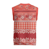 Hawaiian Hibiscus Honu Christmas Knitted V-Neck Vest Red Mele Kalikimaka Palaka Spirit - Polynesian Pride