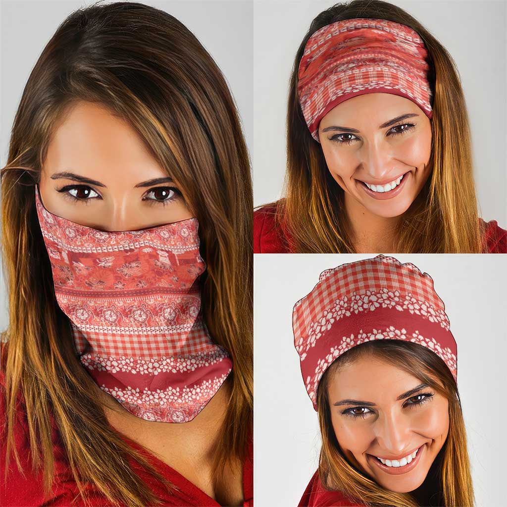 Hawaiian Hibiscus Honu Neck Gaiter Red Mele Kalikimaka Palaka Spirit - Polynesian Pride
