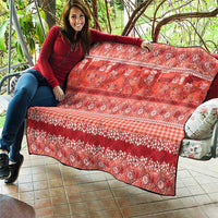 Hawaiian Hibiscus Honu Quilt Red Mele Kalikimaka Palaka Spirit - Polynesian Pride