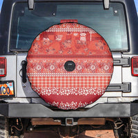 Hawaiian Hibiscus Honu Spare Tire Cover Red Mele Kalikimaka Palaka Spirit - Polynesian Pride