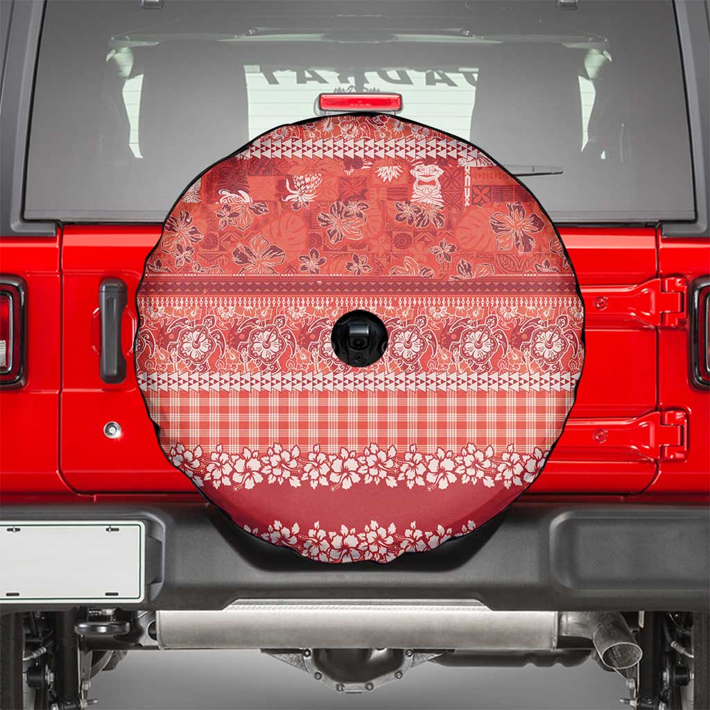 Hawaiian Hibiscus Honu Spare Tire Cover Red Mele Kalikimaka Palaka Spirit - Polynesian Pride