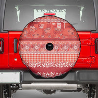 Hawaiian Hibiscus Honu Spare Tire Cover Red Mele Kalikimaka Palaka Spirit - Polynesian Pride