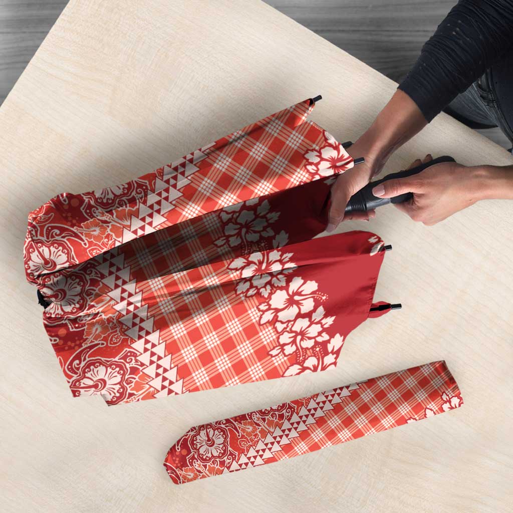 Hawaiian Hibiscus Honu Umbrella Red Mele Kalikimaka Palaka Spirit - Polynesian Pride