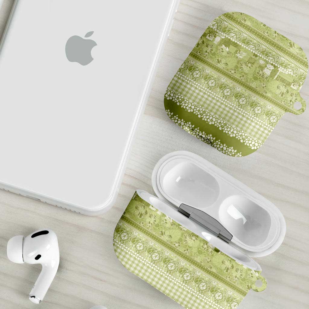 Hawaiian Hibiscus Honu AirPods Case Sage Green Mele Kalikimaka Palaka Spirit - Polynesian Pride