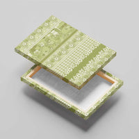 Hawaiian Hibiscus Honu Canvas Wall Art Sage Green Mele Kalikimaka Palaka Spirit - Polynesian Pride