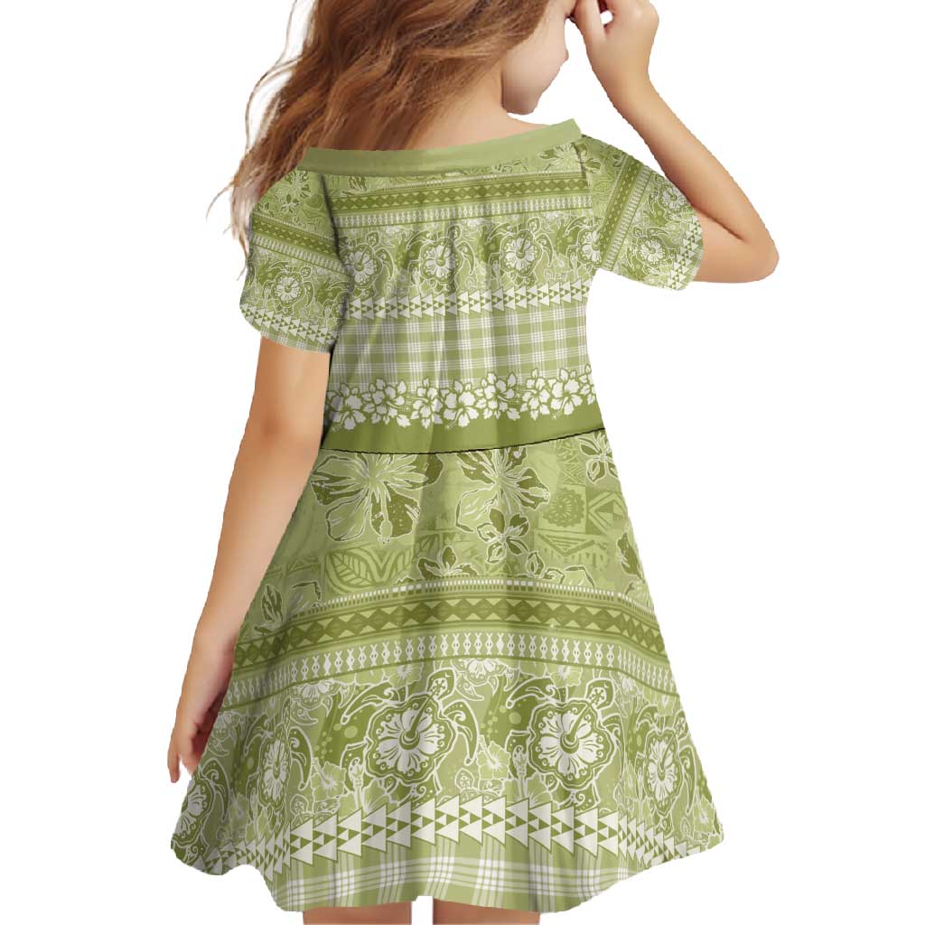 Hawaiian Hibiscus Honu Family Matching Mermaid Dress and Hawaiian Shirt Sage Green Mele Kalikimaka Palaka Spirit - Polynesian Pride