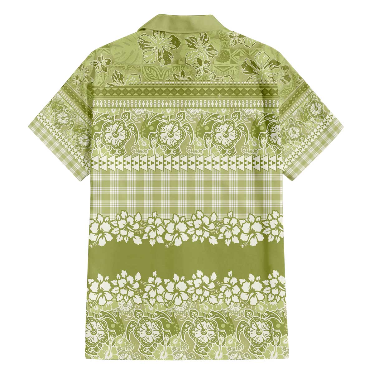 Hawaiian Hibiscus Honu Family Matching Off The Shoulder Long Sleeve Dress and Hawaiian Shirt Sage Green Mele Kalikimaka Palaka Spirit - Polynesian Pride