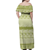 Hawaiian Hibiscus Honu Family Matching Off Shoulder Maxi Dress and Hawaiian Shirt Sage Green Mele Kalikimaka Palaka Spirit - Polynesian Pride