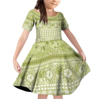 Hawaiian Hibiscus Honu Family Matching Off Shoulder Short Dress and Hawaiian Shirt Sage Green Mele Kalikimaka Palaka Spirit - Polynesian Pride