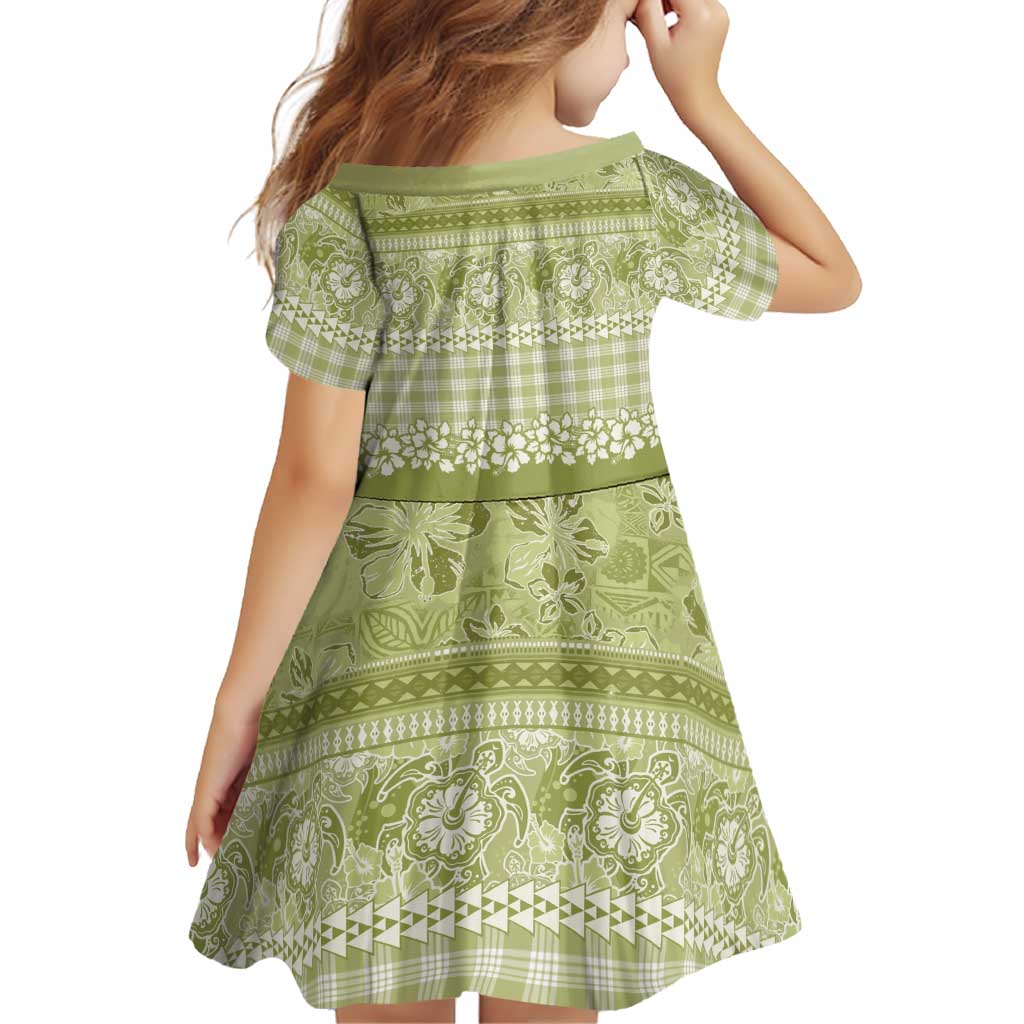 Hawaiian Hibiscus Honu Family Matching Puletasi and Hawaiian Shirt Sage Green Mele Kalikimaka Palaka Spirit LT9 - Polynesian Pride