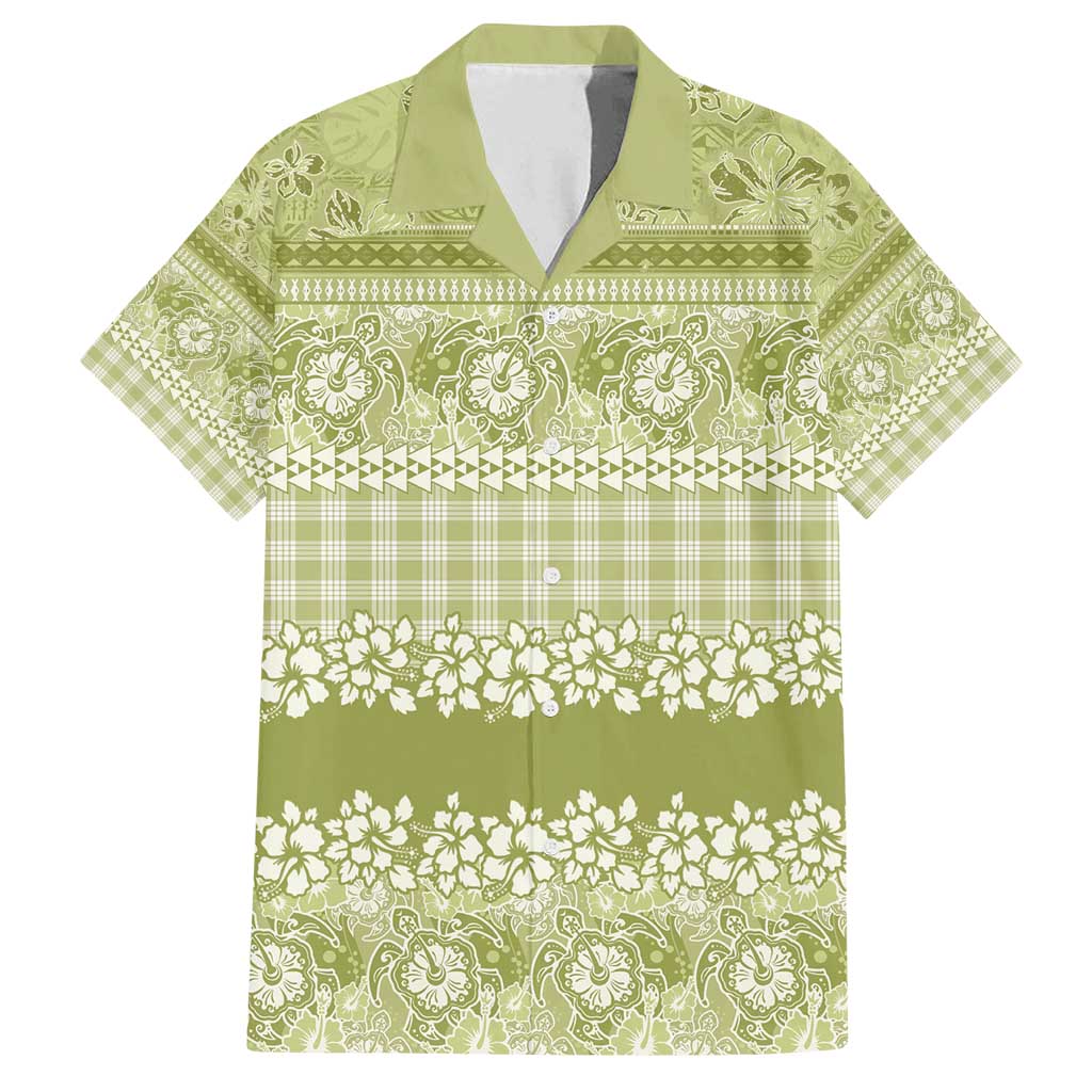 Hawaiian Hibiscus Honu Family Matching Summer Maxi Dress and Hawaiian Shirt Sage Green Mele Kalikimaka Palaka Spirit - Polynesian Pride