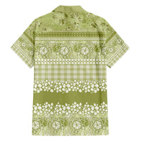 Hawaiian Hibiscus Honu Family Matching Tank Maxi Dress and Hawaiian Shirt Sage Green Mele Kalikimaka Palaka Spirit - Polynesian Pride