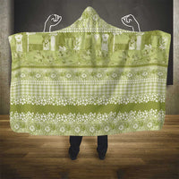 Hawaiian Hibiscus Honu Hooded Blanket Sage Green Mele Kalikimaka Palaka Spirit - Polynesian Pride