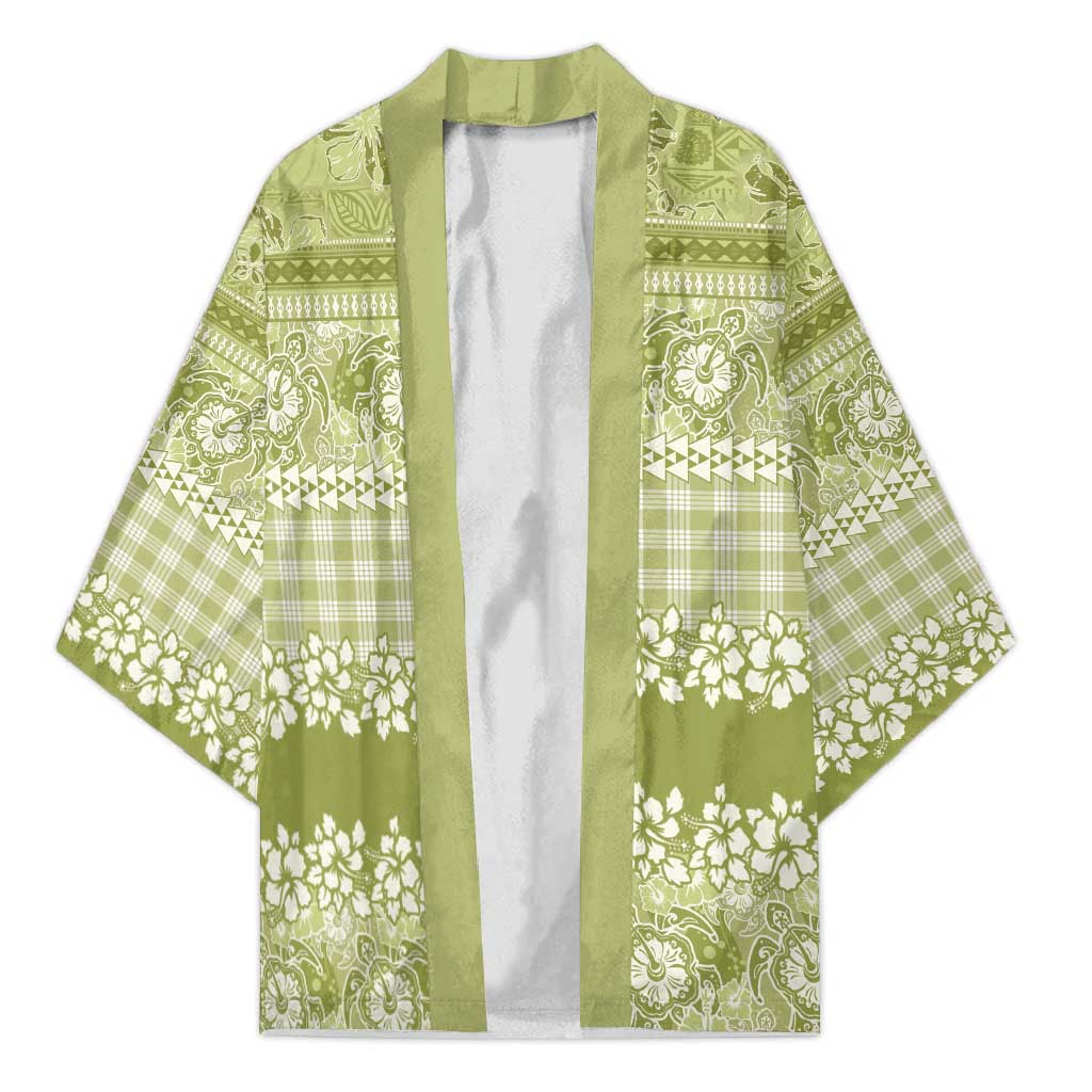 Hawaiian Hibiscus Honu Kimono Sage Green Mele Kalikimaka Palaka Spirit - Polynesian Pride