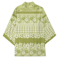 Hawaiian Hibiscus Honu Kimono Sage Green Mele Kalikimaka Palaka Spirit - Polynesian Pride