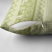 Hawaiian Hibiscus Honu Pillow Cover Sage Green Mele Kalikimaka Palaka Spirit - Polynesian Pride