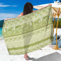 Hawaiian Hibiscus Honu Sarong Sage Green Mele Kalikimaka Palaka Spirit - Polynesian Pride
