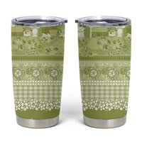 Hawaiian Hibiscus Honu Tumbler Cup Sage Green Mele Kalikimaka Palaka Spirit - Polynesian Pride