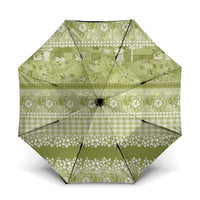 Hawaiian Hibiscus Honu Umbrella Sage Green Mele Kalikimaka Palaka Spirit - Polynesian Pride