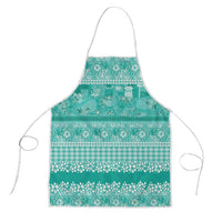 Hawaiian Hibiscus Honu Apron Turquoise Mele Kalikimaka Palaka Spirit - Polynesian Pride