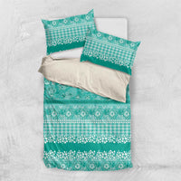 Hawaiian Hibiscus Honu Bedding Set Turquoise Mele Kalikimaka Palaka Spirit - Polynesian Pride