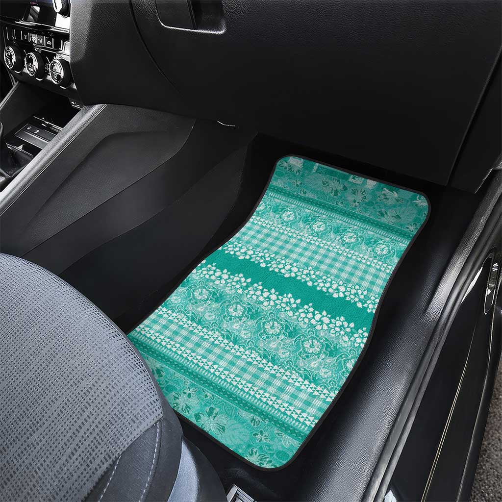 Hawaiian Hibiscus Honu Car Mats Turquoise Mele Kalikimaka Palaka Spirit - Polynesian Pride