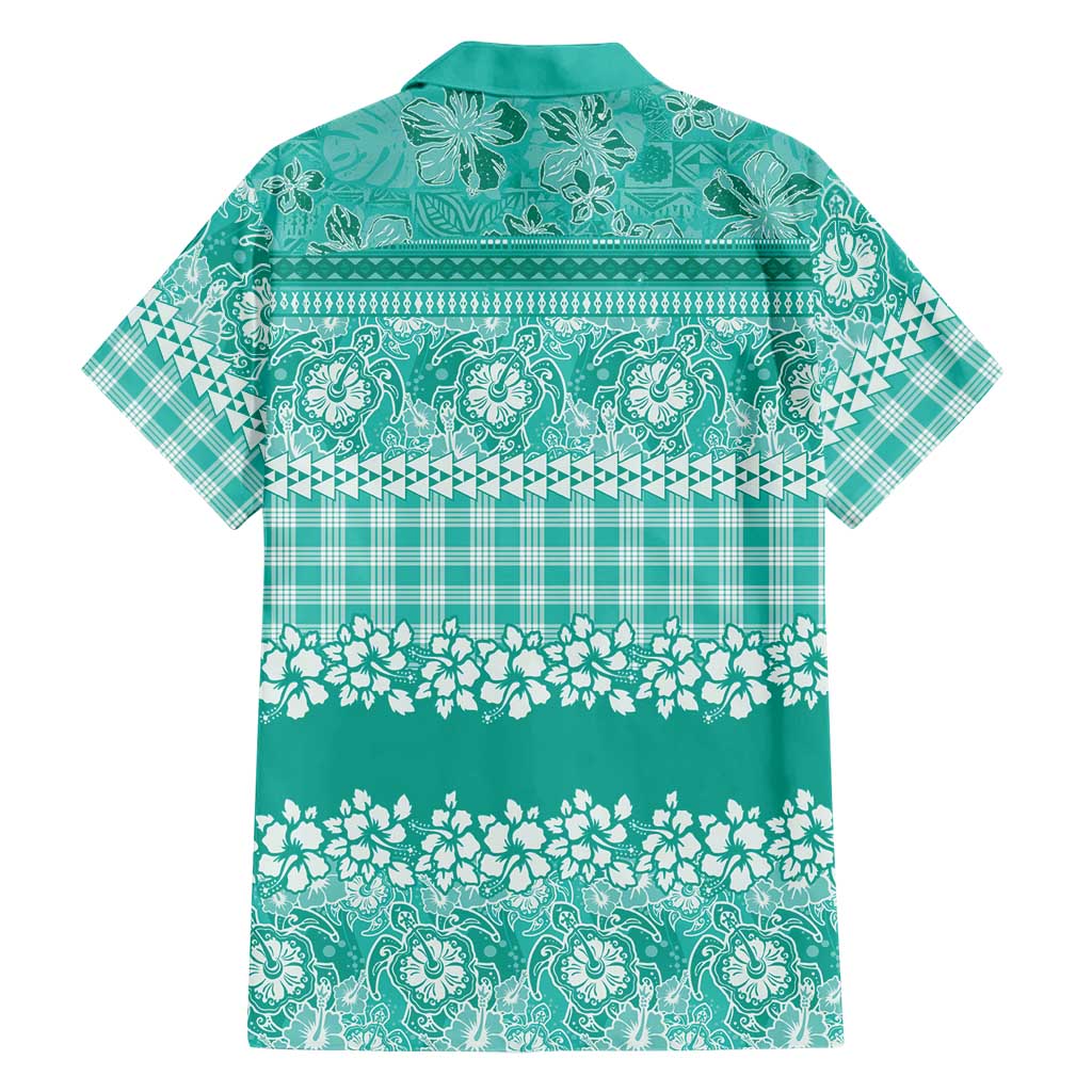 Hawaiian Hibiscus Honu Family Matching Puletasi and Hawaiian Shirt Turquoise Mele Kalikimaka Palaka Spirit LT9 - Polynesian Pride