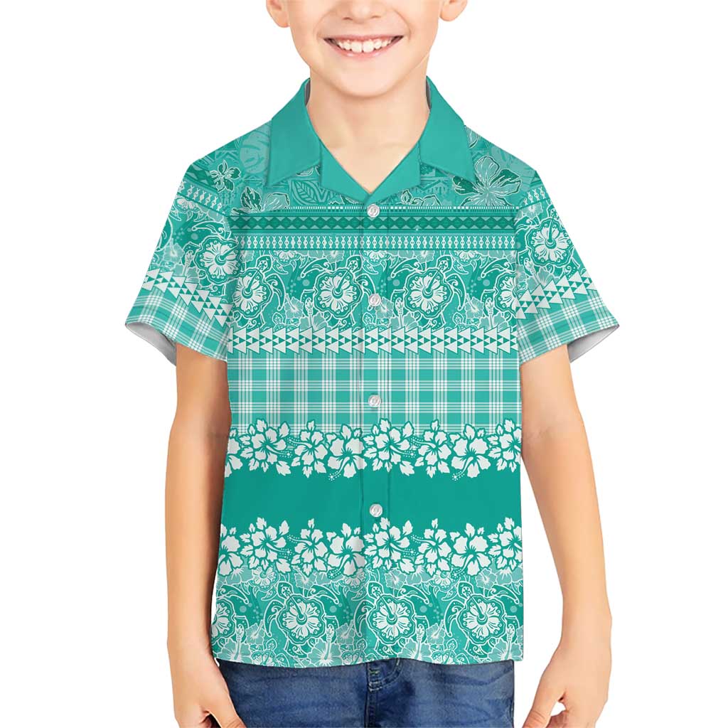 Hawaiian Hibiscus Honu Family Matching Puletasi and Hawaiian Shirt Turquoise Mele Kalikimaka Palaka Spirit LT9 - Polynesian Pride
