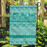 Hawaiian Hibiscus Honu Garden Flag Turquoise Mele Kalikimaka Palaka Spirit - Polynesian Pride