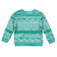 Hawaiian Hibiscus Honu Kid Ugly Christmas Sweater Turquoise Mele Kalikimaka Palaka Spirit - Polynesian Pride