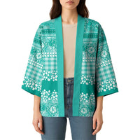 Hawaiian Hibiscus Honu Kimono Turquoise Mele Kalikimaka Palaka Spirit - Polynesian Pride
